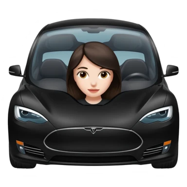 Black Tesla with brunette/auburn girl inside sticker