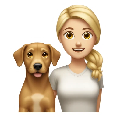 Blond girl with light brown mutt dog sticker