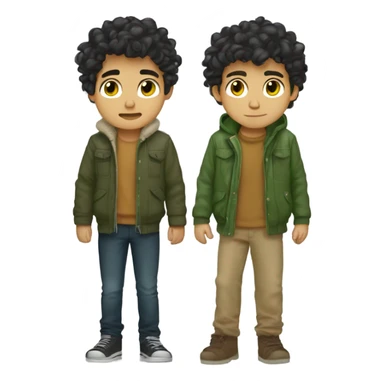 a boy with black messy hair knda siren eyes brown to honey eyes tan skin green winter jacket grumpy  sticker