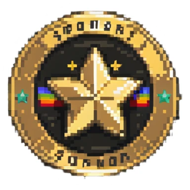 A shiny gold badge with a star and 'SPONSOR' text sticker