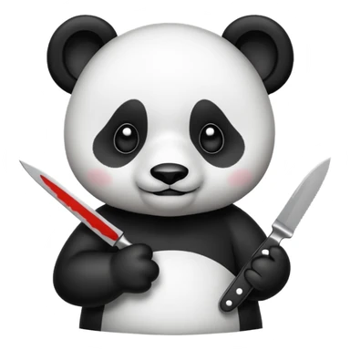 A cute panda emoji with a small knife sticker