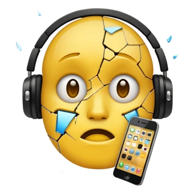 Yellow emoji circle face with broken phones sticker