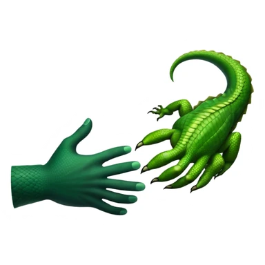 Black hand shaking hands with a green reptile scaled hand  sticker