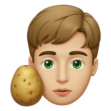 An Spanish descending guy with very light brown hair and a very dark green eyes, potato like nose, big lips sticker