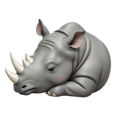 Meme-Worthy Cute Sleeping Rhinoceros Portrait Emoji, Head resting peacefully with a contented smile, showcasing a massive, robust build and a luxuriously soft slate-gray hide, accented by a gentle white horn, eyes shut in a serene, restful nap, Simplified yet hilariously adorable features, highly detailed, glowing with a soft, drowsy light, high shine, relaxed and utterly lovable, stylized with an air of playful laziness, bright and heartwarming, soft glowing outline, capturing the essence of a comically sleepy rhinoceros, so meme-worthy it feels like it could instantly become the next viral sensation of adorable slumber! sticker