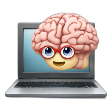 PC with brain on screen sticker