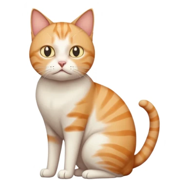 full body white, ginger and tabby cat with skinny head and fat body with an anxious face sticker