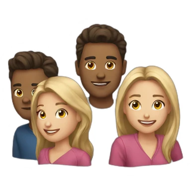 Emoji fan club 4 people sticker