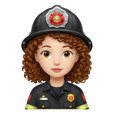 Firefighter girl curly hair with Black uniform sticker