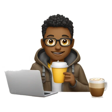 Interface Designer who works in faang, drinks latte, and has laptop in the hand sticker