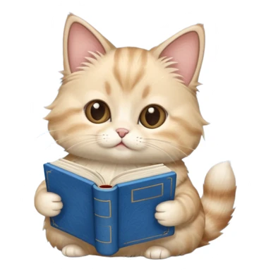 Beige munchkin cat reading blue book sticker