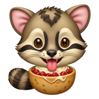 civet emoji with enjoying food with long tongue sticker
