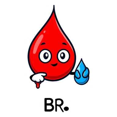blood drop character holding a BRB sign sticker