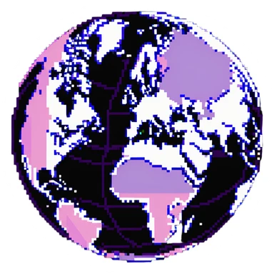 world globe with a connected network, purple and light pink colors sticker