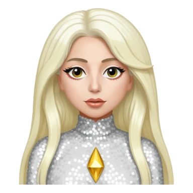 Lady Gaga with long platinum blonde hair, white sequin outfit sticker