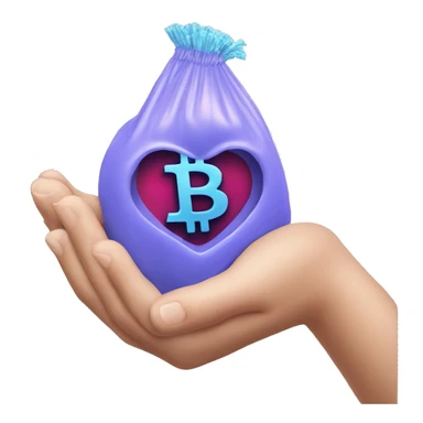 bitcoin inside of hand heart sticker