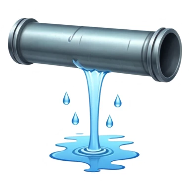 sewer steel shiny pipe with leaking water  sticker