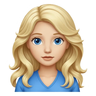 White female with long blonde wavy hair and blue eyes sticker