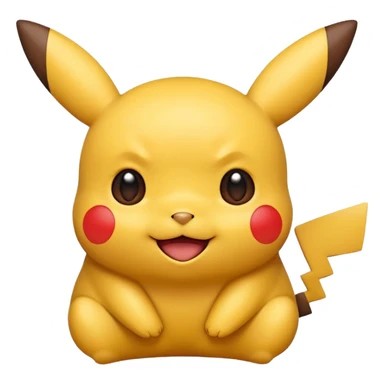 Pikachu in Rednote app emoji style, with a cheerful expression, rounded features, and a touch of red color sticker
