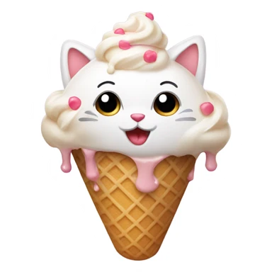 Kitty covered in ice cream  sticker