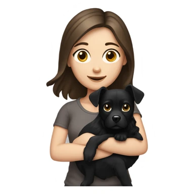 Brunette white girl holding black dog sticker