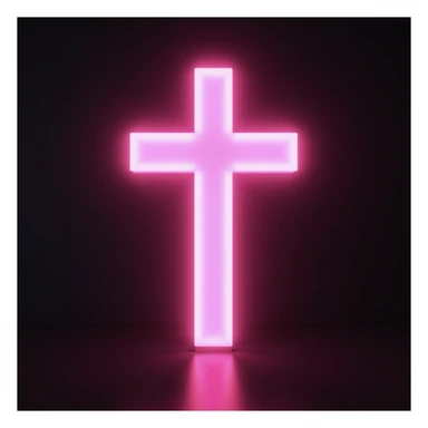 realistic gothic cross, pink with a glowing aura, photorealistic style, no background sticker