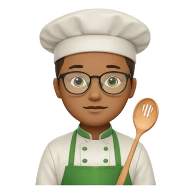 chef with green apron, wearing glasses sticker