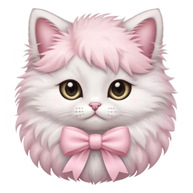 Fluffy kitten with a pale pink bow sticker