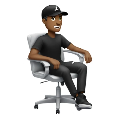 White guy in black Nike hat sitting in a office chair with feet up sticker