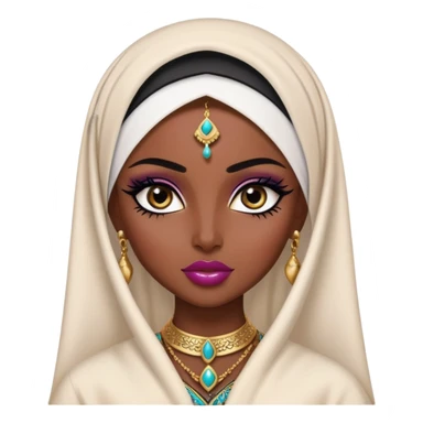 arabian, pretty lips, arabian clothes, dark skin,  dark bl, pretty bratz baddie, black eyeliner sticker