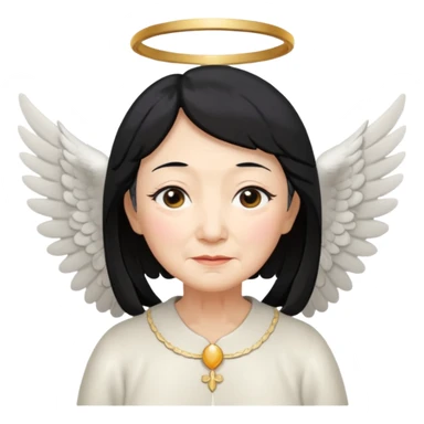 Angel Old Lady with wings black hair asian eyes sticker