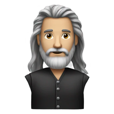 Homme long cheveux noir longue barbe noir et grise sticker