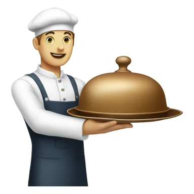 waiter hands with tray and cloche sticker