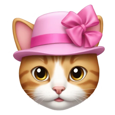 cat with a pink hat and a bow sticker