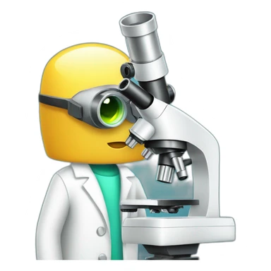  bot in white coat looking through microscope sticker