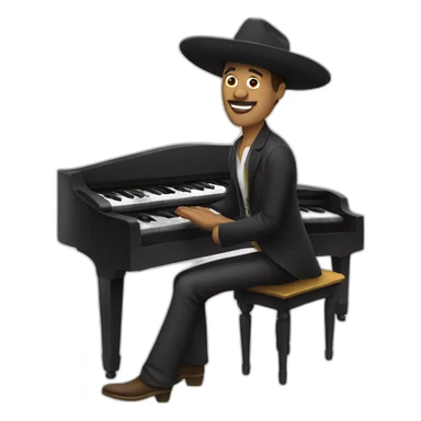 man with sombrero playing a piano sticker