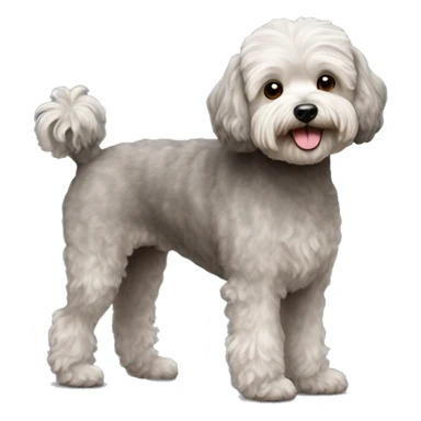Old Dog maltipoo greying brown fur full body standing sticker