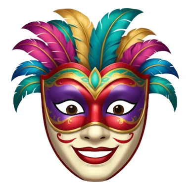 A man with a painted carnival mask, vibrant colors and confident expression. sticker