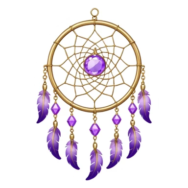 Aesthetic shiny sparkly violet crescent hanging from gold chain dreamcatcher-suncatcher hanging lilac crystals decoration  sticker