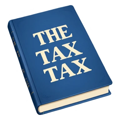 a blue book that says "the tax law" sticker