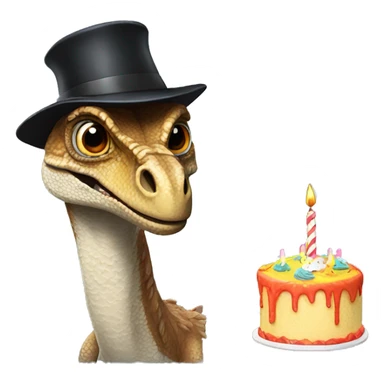 Velociraptor with a birthday hat sticker