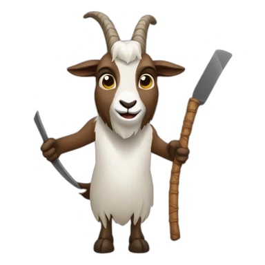 goat holding a machette sticker