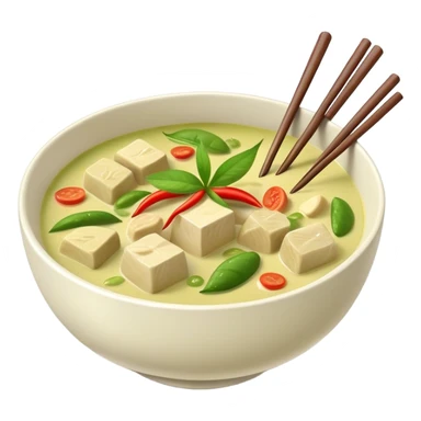 Green curry in bowl with chopsticks  sticker