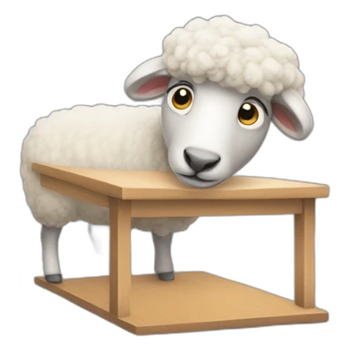 sheep under the desk sticker