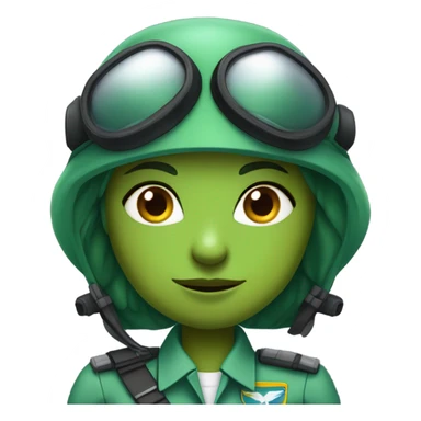 green alien reptilian woman pilot sticker