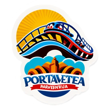 Roller coaster with the name « Portaventura » sticker