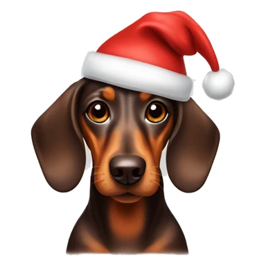 brown daschund with santa hat sticker
