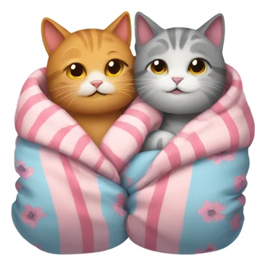 cozy cats  hug in pajamas sticker