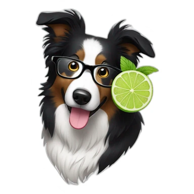 border collie with glasses drinking mojito sticker