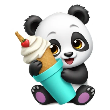 cute Panda eating ice cream  sticker